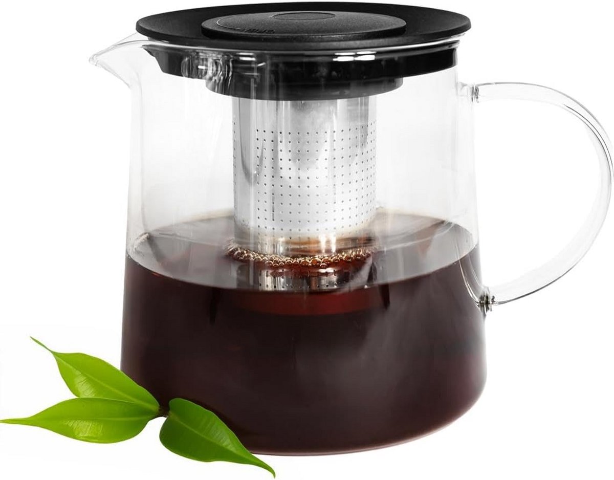 Glazen Theepot 1,5L met RVS Zeef - Hittebestendig Borosilicaatglas Thee Maker