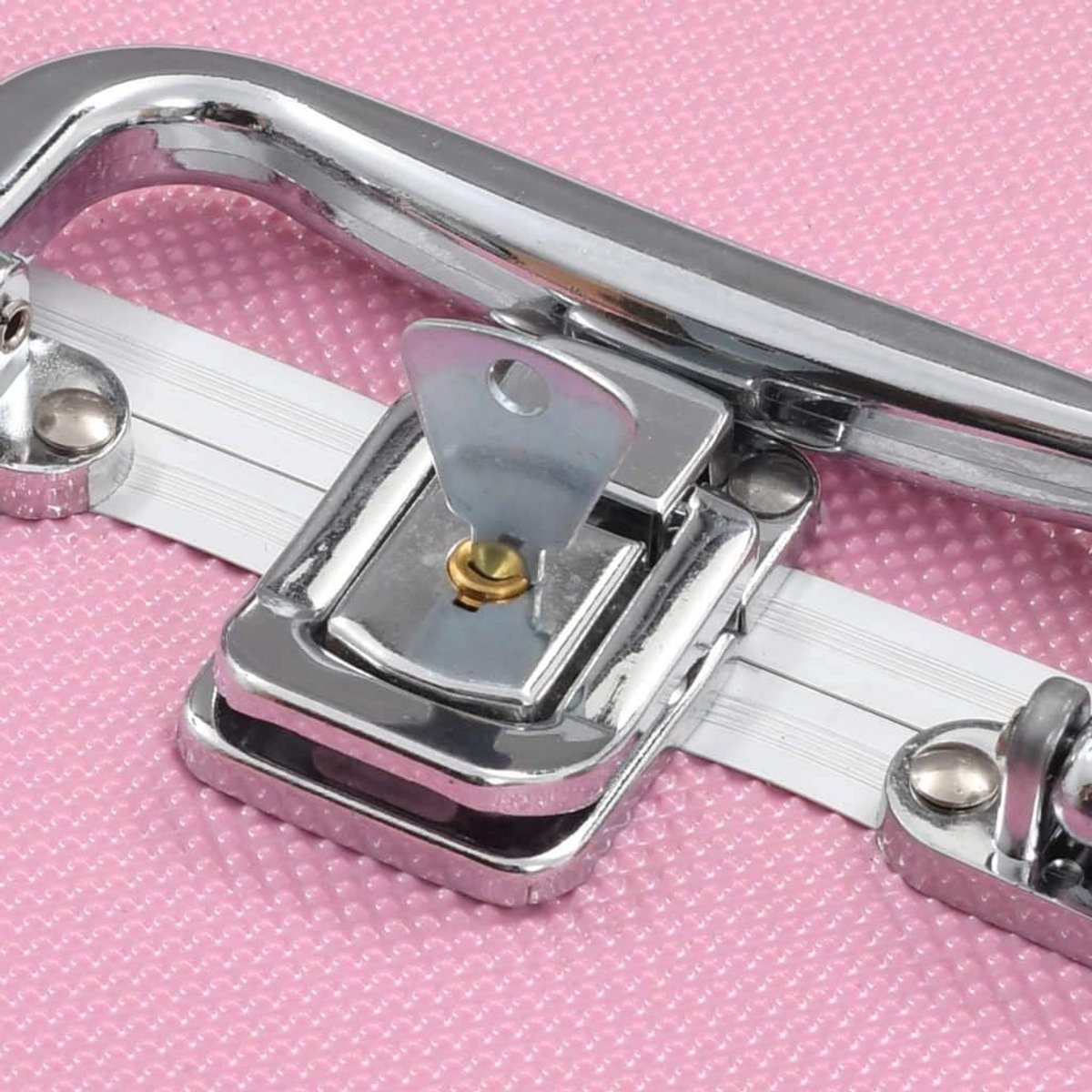 Professionele Make-up Koffer op Wielen - Aluminium Roze Cosmetica Trolley met Lade