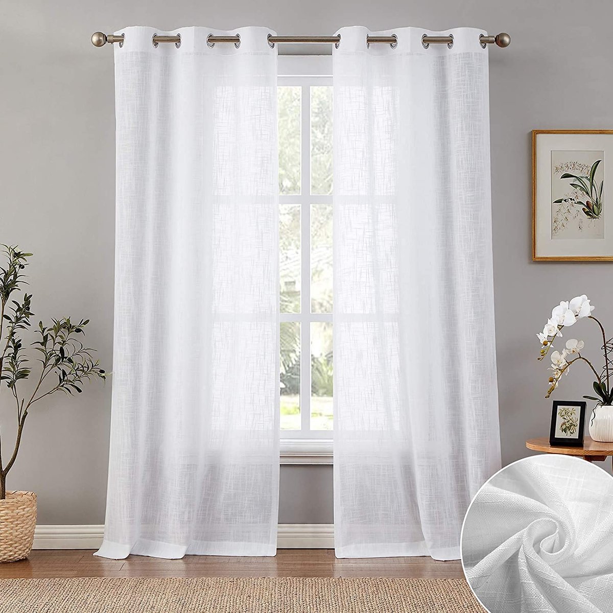 Unyqoos Elegante semi-transparante gordijnen met linnenlook voor elke ruimte in huis 225x140 Wit
