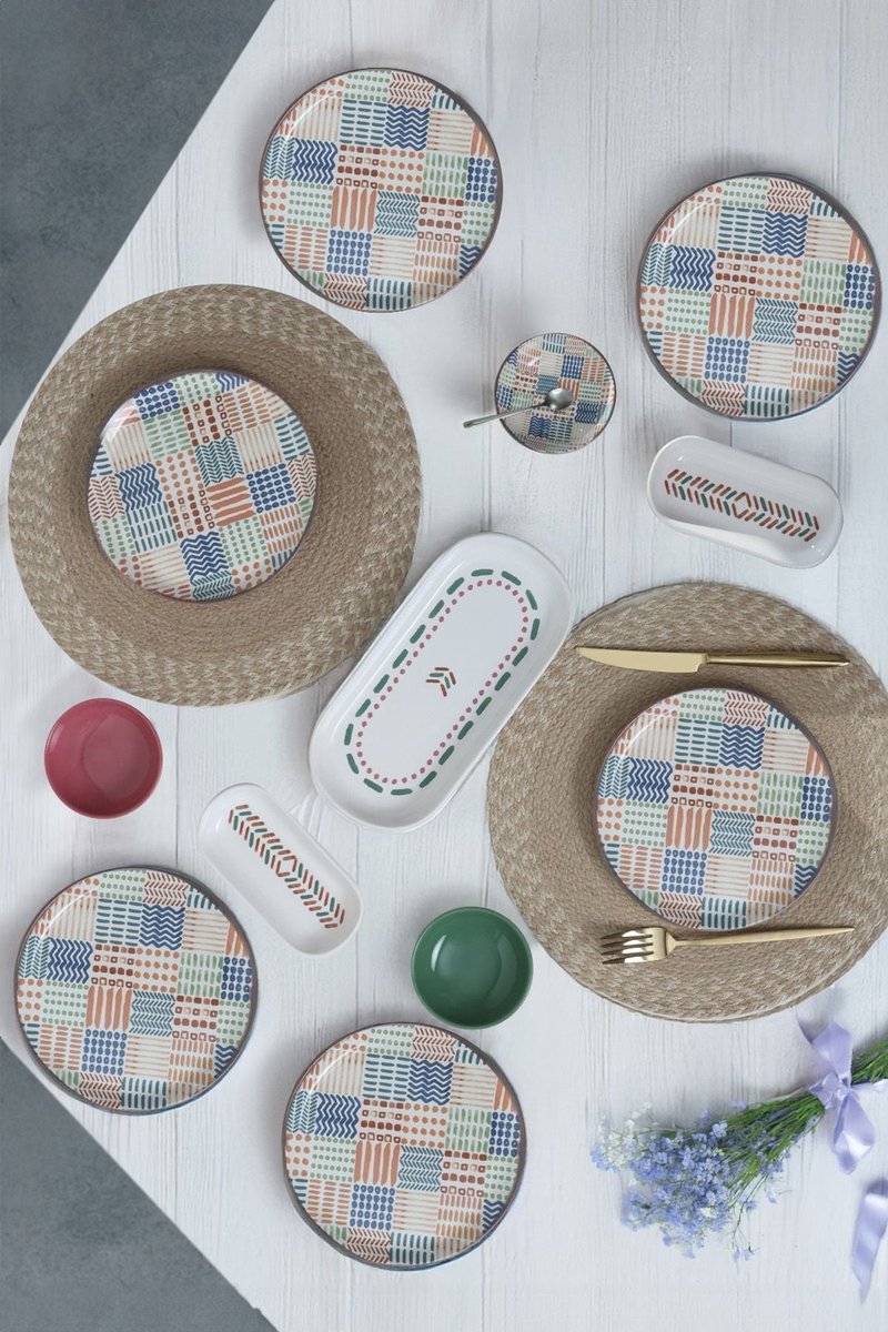 Keramika Serviesset - Ethnic - 13 delig - 6 persoons - Stoneware
