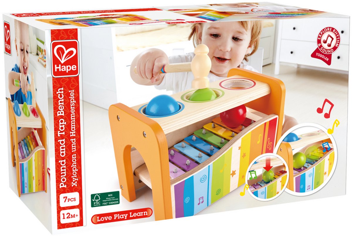 Hape Hamerbank met Xylofoon - Houten Muziekspeelgoed voor Peuters vanaf 12 Maanden — afbeelding 8