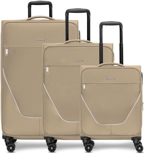 Stratic taska handbagage koffer | handbagage trolley met 4 wielen, een cijferslot, afsluitbare handgreep, stretch vouw, cross-body riem en ritsvak | 40 cm x 21 cm x 55 cm | 2,55 kg