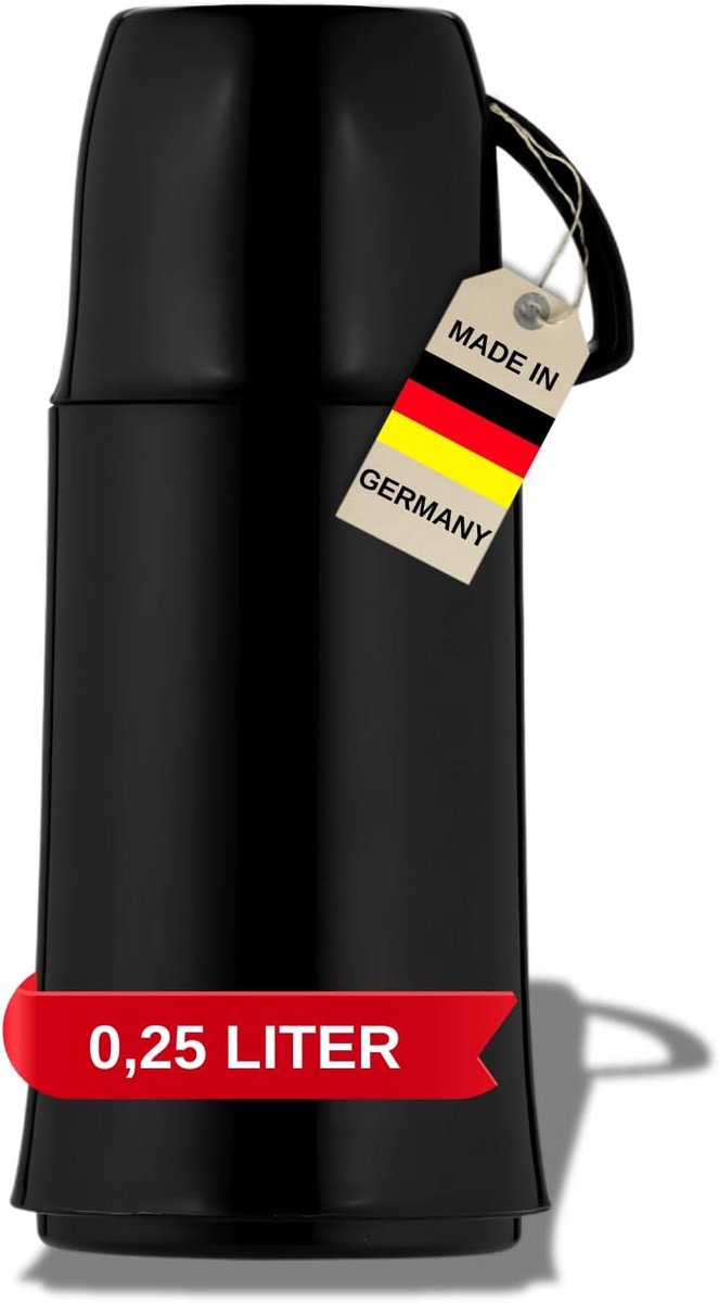 Elegante Isoleerfles 0,25 Liter - Thermosfles voor Warme en Koele Drank - Zwart