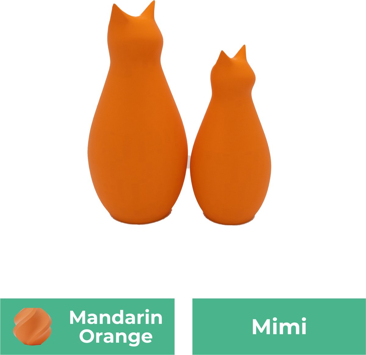 Lovora Mimi Vaas - 3D geprint - Kat - Oranje - 34CM