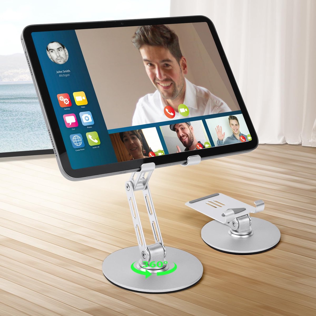 Unyqoos® Verstelbare en Opvouwbare Tabletstandaard met 360 Graden Draaifunctie