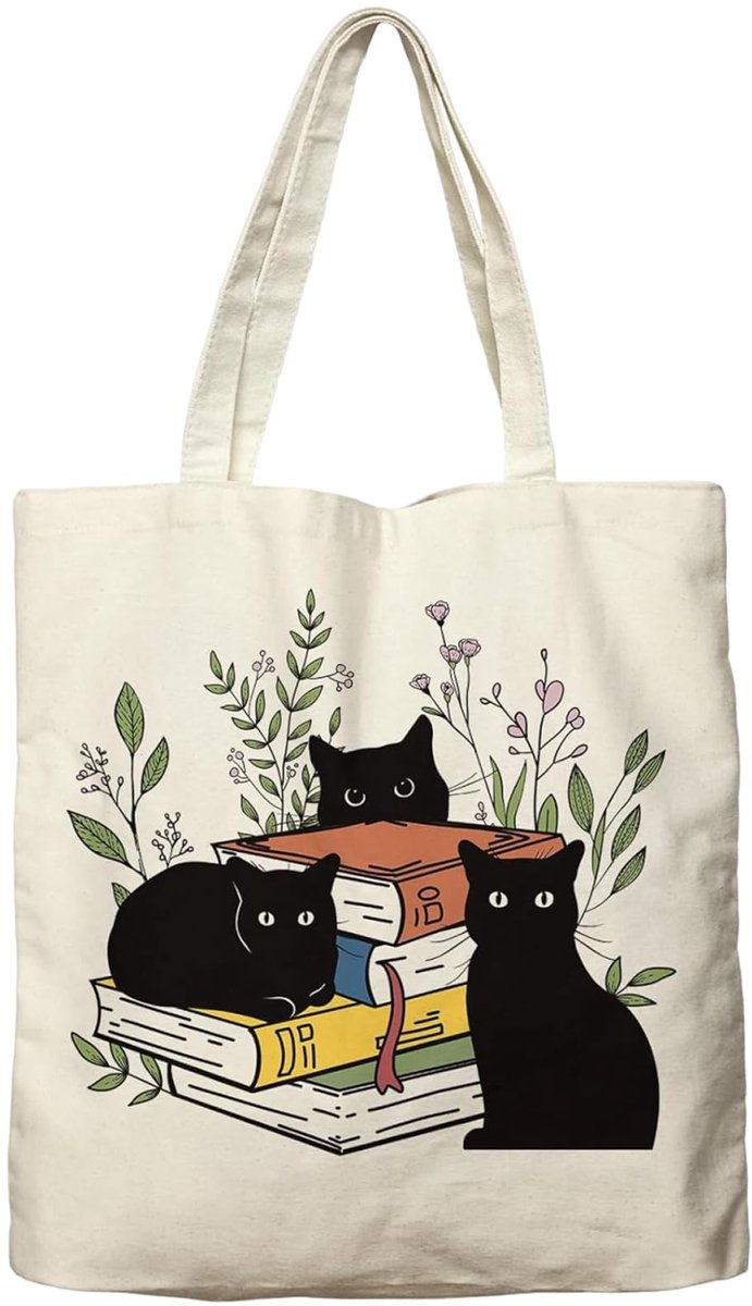IMPERATORIS® Katoenen Tas - Draagtasje met Hengsels - Boodschappen voor Kinderen en Volwassenen - Stevige Kwaliteit - 1 Stuk - Naturel - zwart-wit