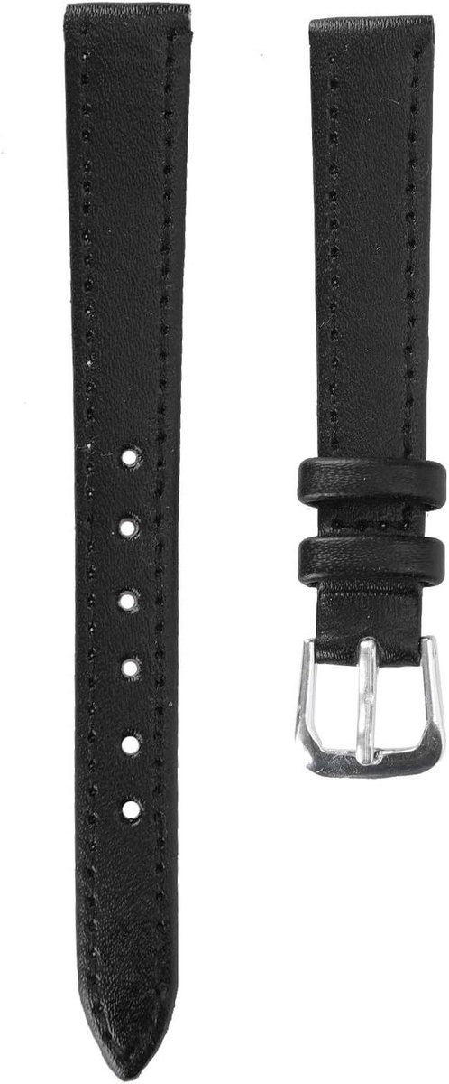 Allecta - Universele Zwarte PU-Leren Horlogeband met Gesp, Vervanging Accessoire 12 mm-22 mm