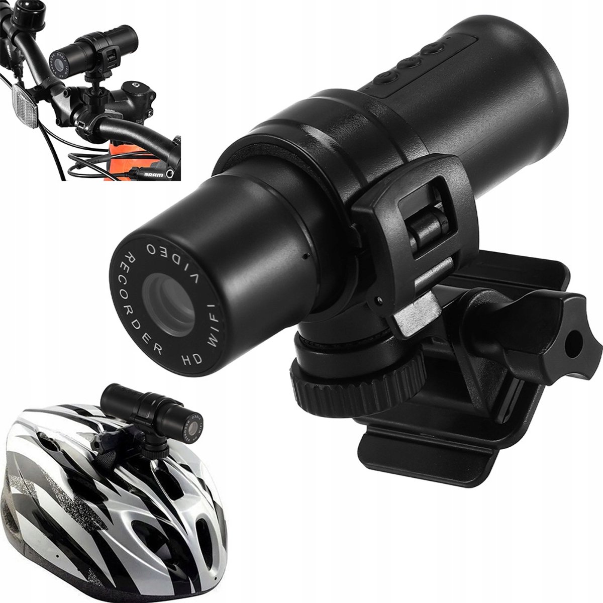 Helmet Camera 1080P - Draagbare Sportcamera - Voor Fietsen, Skiën en Actie - Waterdichte Actiecamera met Helmbevestiging
