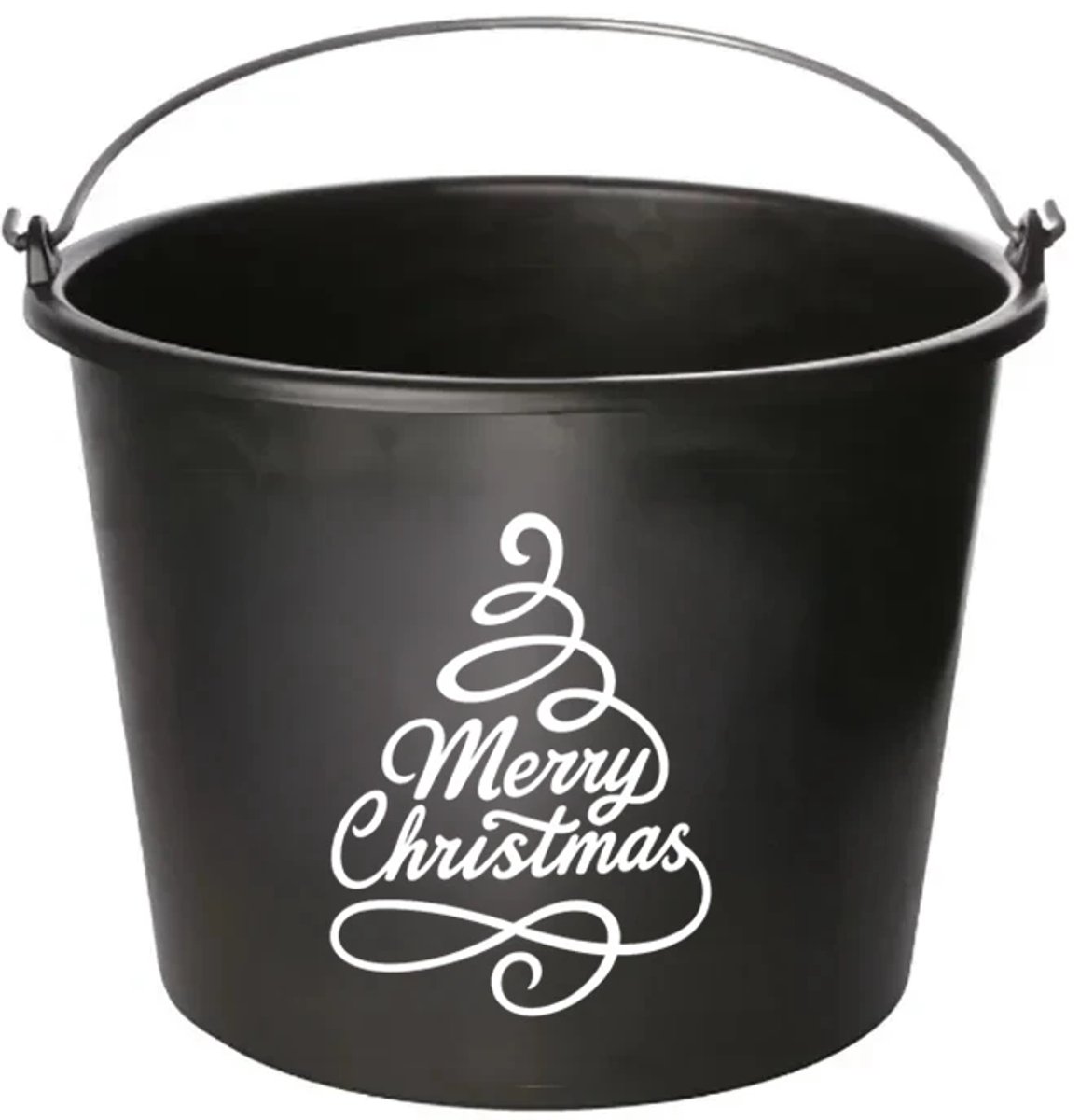 Emmer - Merry Christmas - Kerst emmer - Cadeau emmer - met tekst - 12 liter - zwart