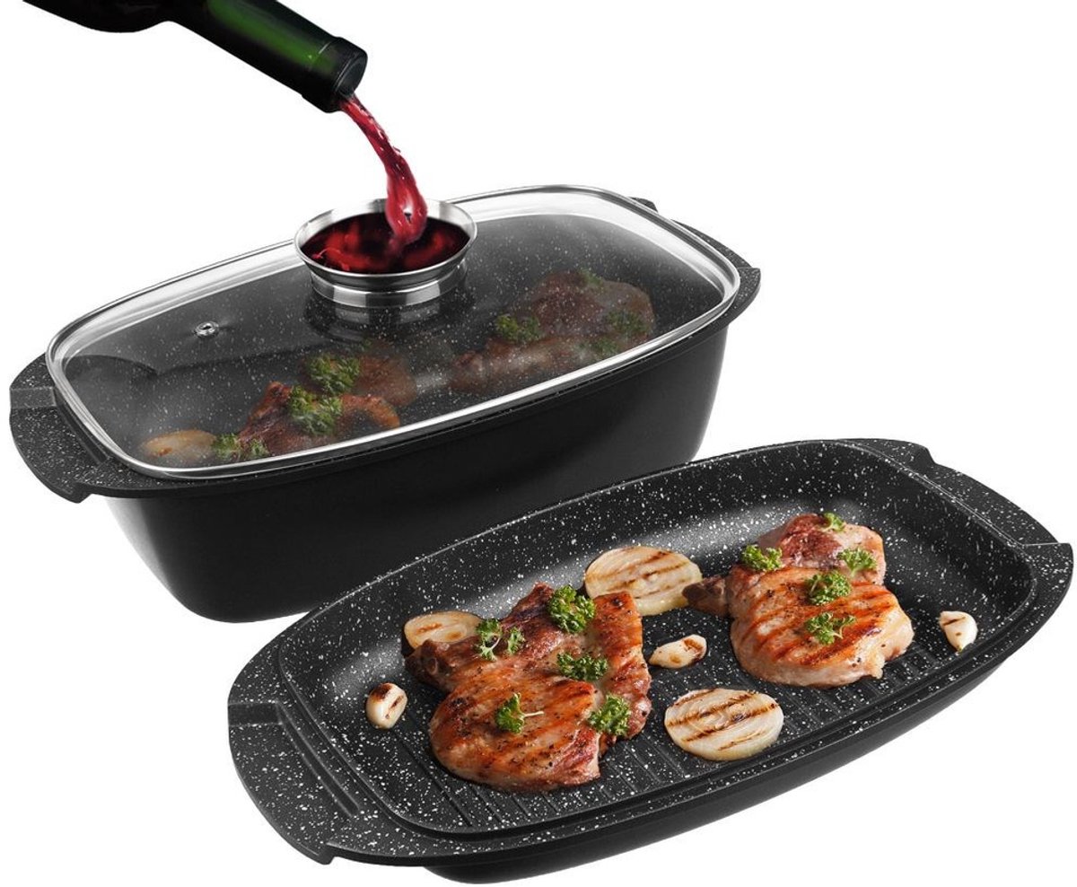 Orion Grande Serie - Granieten Braadslede 3-in-1 - 5L - 39x22 cm - Vaatwasmachinebestendig