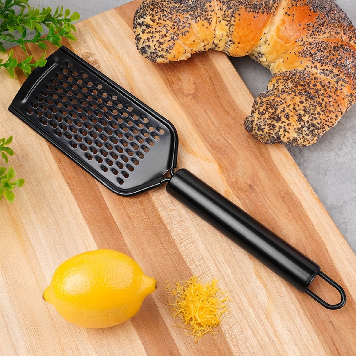 Excellent Houseware Kook/keuken gerei - keukenrasp - zwart - RVS - 24 x 11 cm