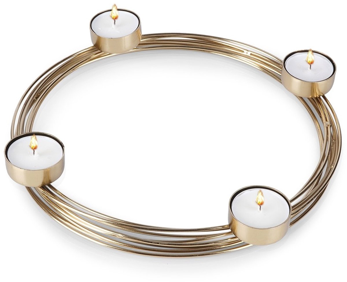 Home Styling Collection - Metalen Kandelaar - 4 Kaarsen - Goud - Industrieel