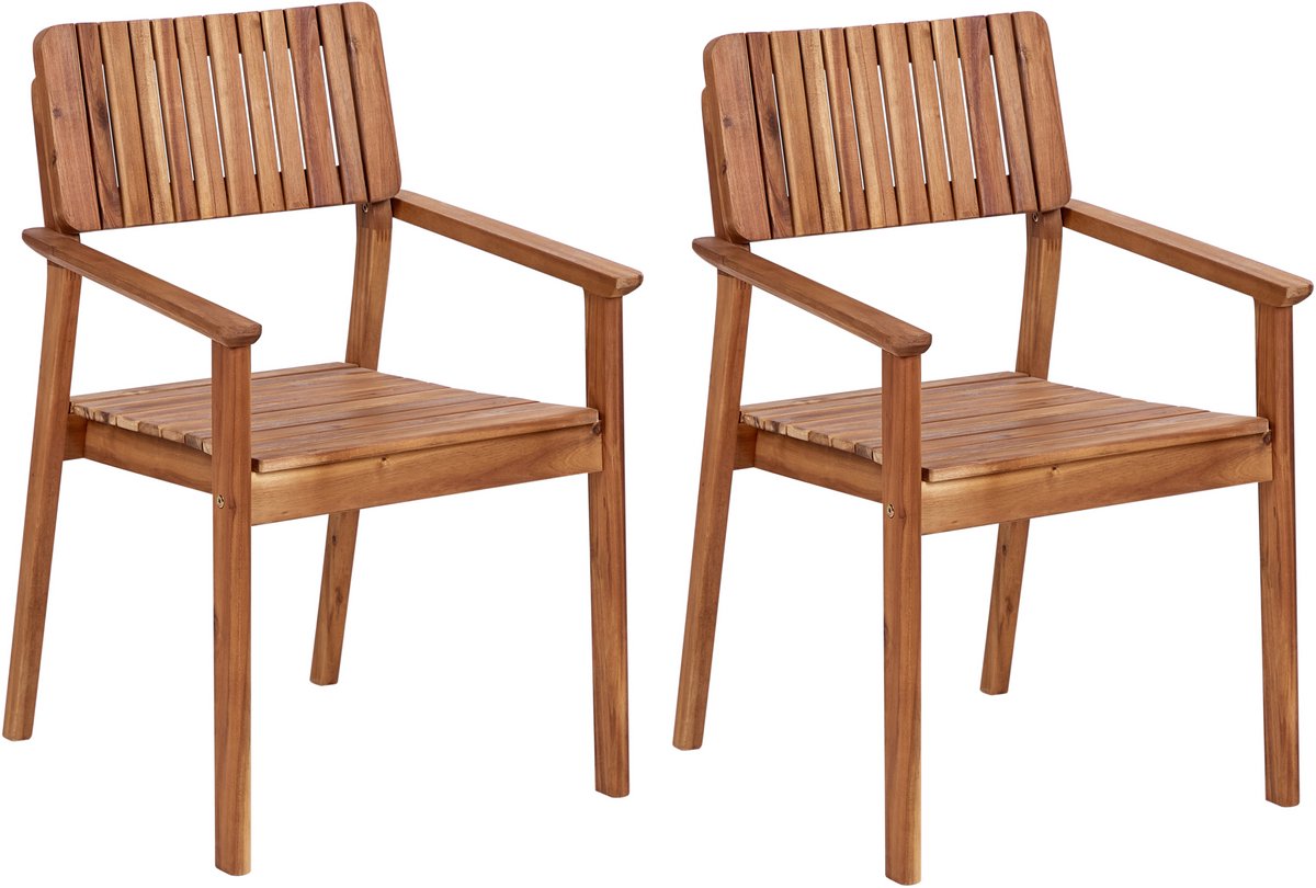 AGELLO- Tuinstoel set van 2 - Lichthout - Acaciahout