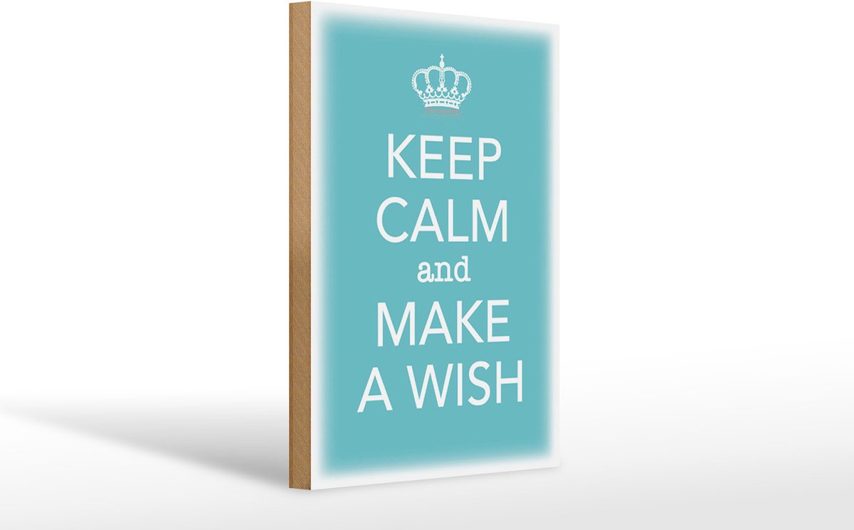 Holzschild Spruch 20x30cm Keep Calm and make a wish