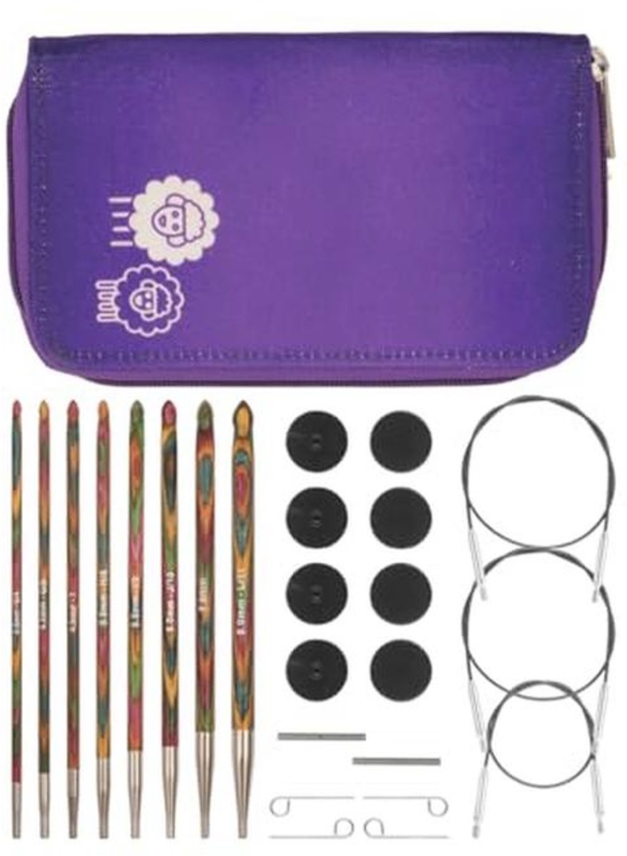 Tunesische haaknaalden set met accessoires en etui, 3.5-8mm