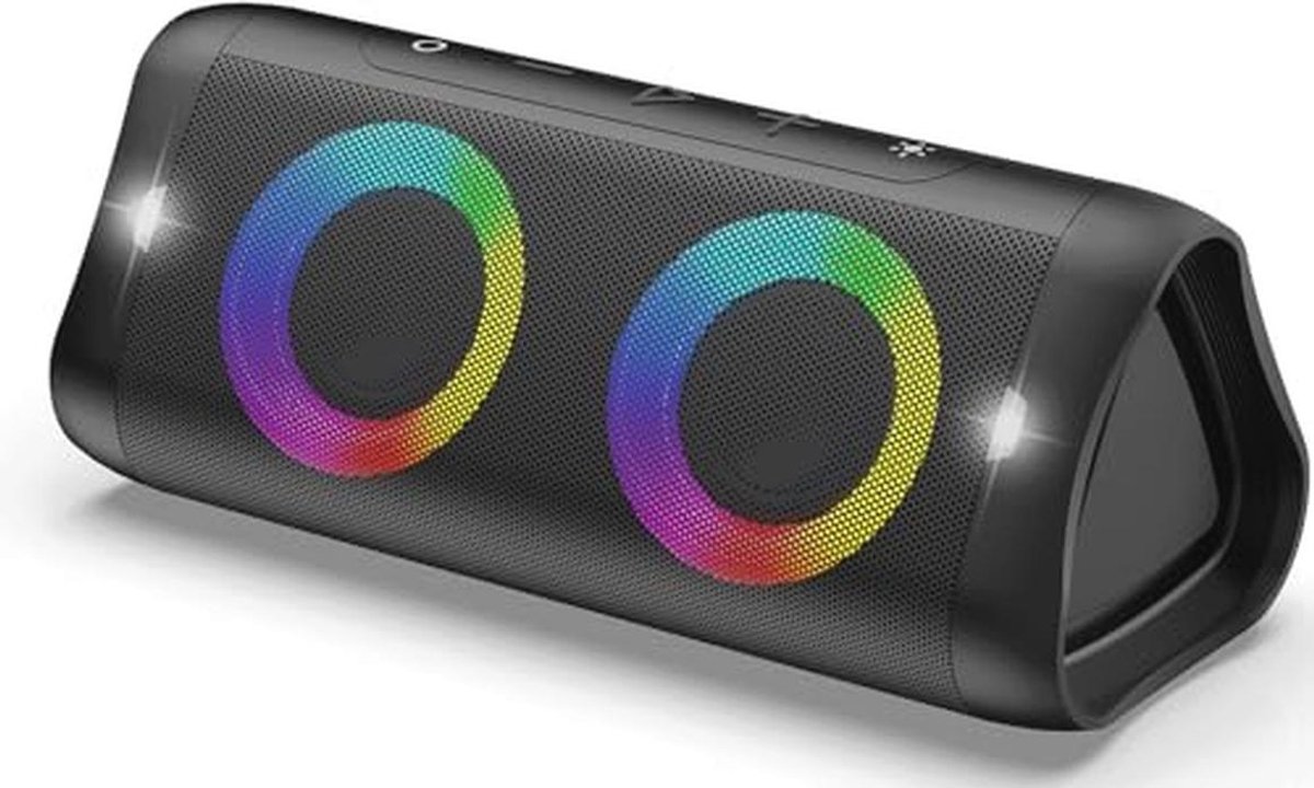 DONOW Bluetooth-luidspreker met verlichting, 30W stereogeluid, diepe bas, IPX5 waterdicht, 20 uur speeltijd, draagbare draadloze luidspreker met ingebouwde microfoon, voor feest, thuis, buiten, strand