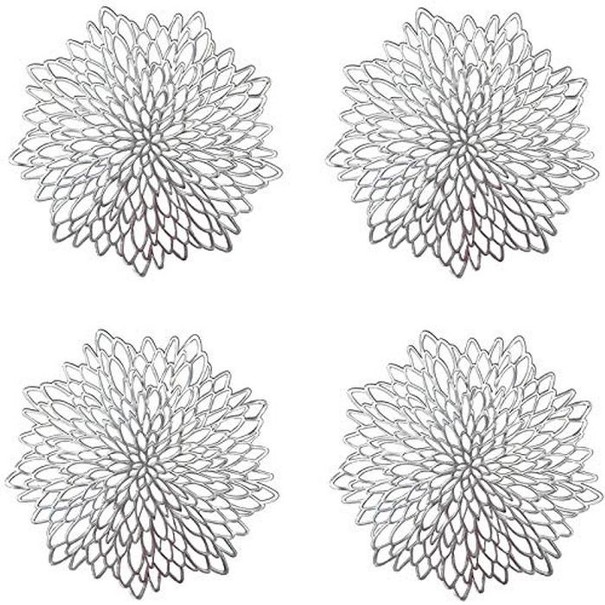 Ronde Metallic Placemat Set van 4 - Decoratieve en Hittebestendige Tafelaccessoires