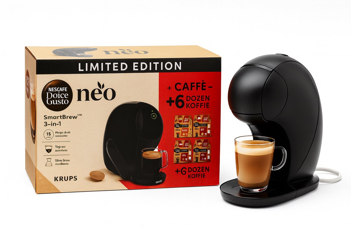 KRUPS NESCAFÉ - Dolce Gusto - YY5676 - NEO- Latte Koffiemachine - Zwart - Incl. 6 Latte Koffie Dozen - Limited edition - Koffiezetapparaat - Koffiemachines