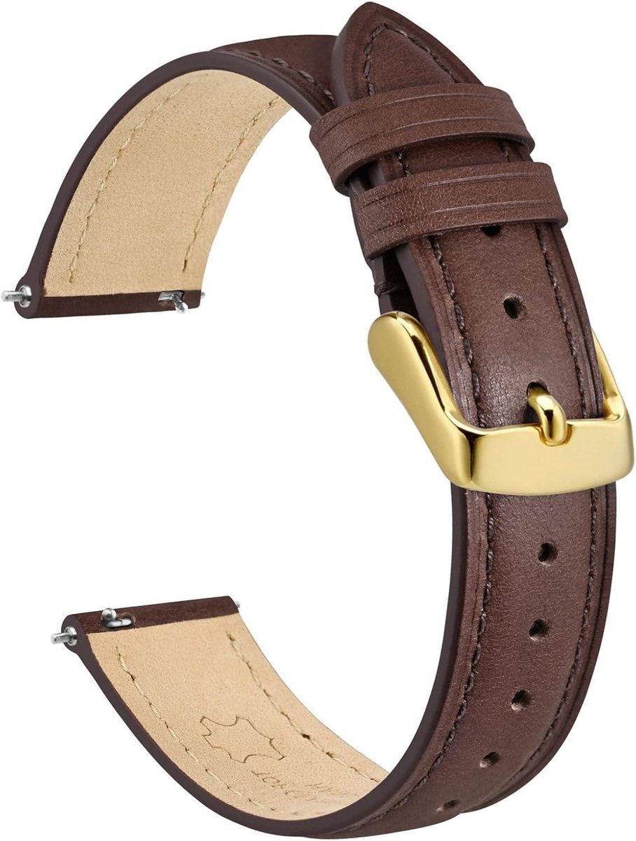 Nordivar - Leren Horlogebanden voor Dames en Heren - Snel Verwijderbaar - Compatibel met Horlogebanden van 12mm tot 20mm