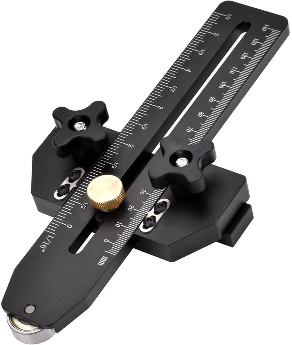 Freestafel met snelspangeleider, aluminiumlegering, dunne zaagtafel, SAH-geleider, tafelzaag, accessoires met rolbegrenzer voor 3/8 x 3/4 T-groef