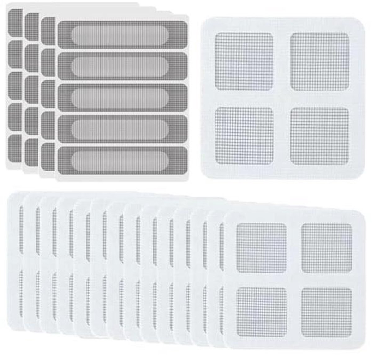 Klamboe Reparatieset - 35 Stuks, Zelfklevende Muggennet Patches voor Deur en Raam, Glasvezel Gaas