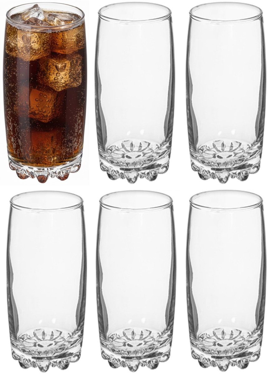 Alessandro longdrinkglazen Roma Crystal - 6x stuks - glas - 280 ml - H9 cm - waterglazen - Frisdrank - Sapglazen