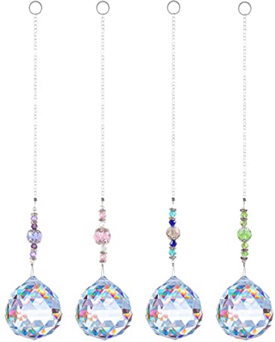Zonnevangers Kristal Set van 4 - Prisma's van Glas voor Decoratie en Regenboog Effecten