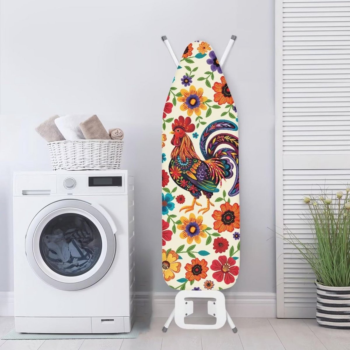 Hippie Bloem Haan Print Strijkplankhoes Polyester met Klittenbandsluiting