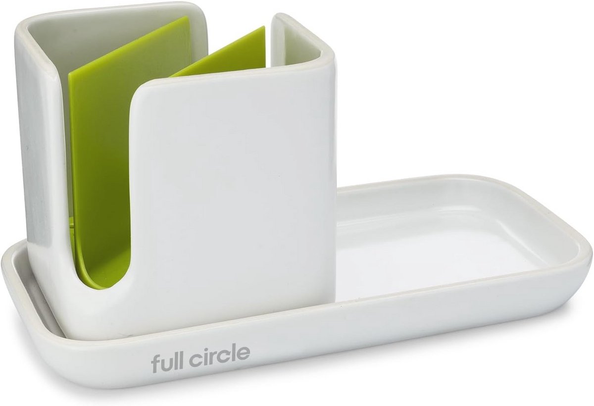 Ceramic Sink Caddy en Organizer - Groene en Witte Keukenaccessoires