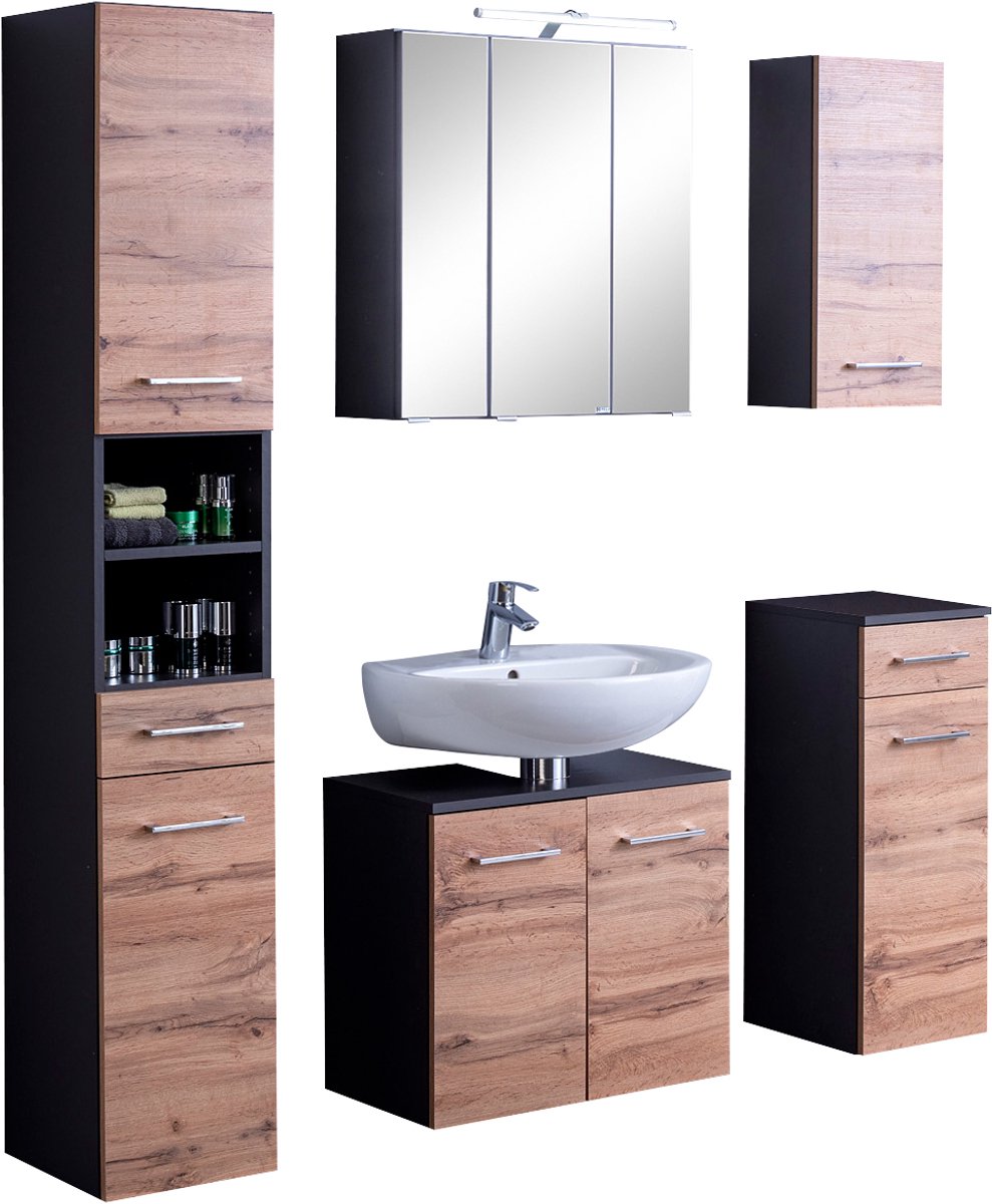Held Möbel 5-delige onderkastset 120 cm Paris Wotaneik grafietgrijs 120x200x35 cm