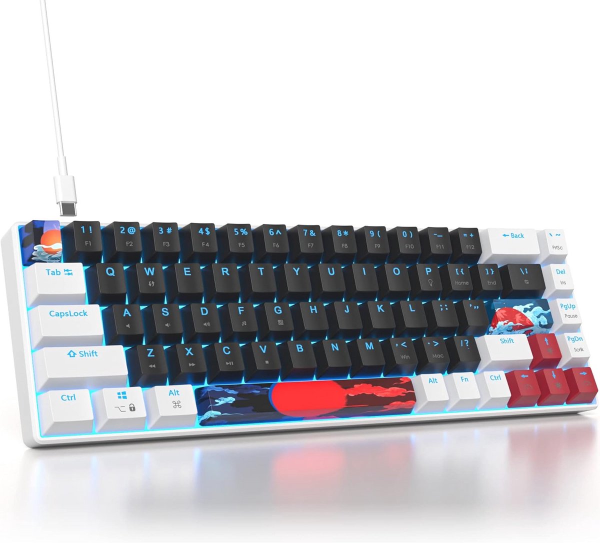Mechanisch Gaming Toetsenbord met LED-Achtergrondverlichting en 68 Toetsen