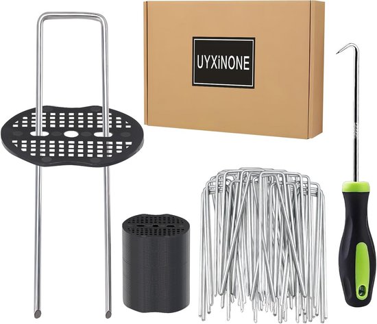 Haringen Onkruiddoek – 50 U-vormige Grondankers (15x4 Cm, 2,5 Mm) + 50 Bufferschijven, Voor Tuin En Kunstgras 2 miniatura