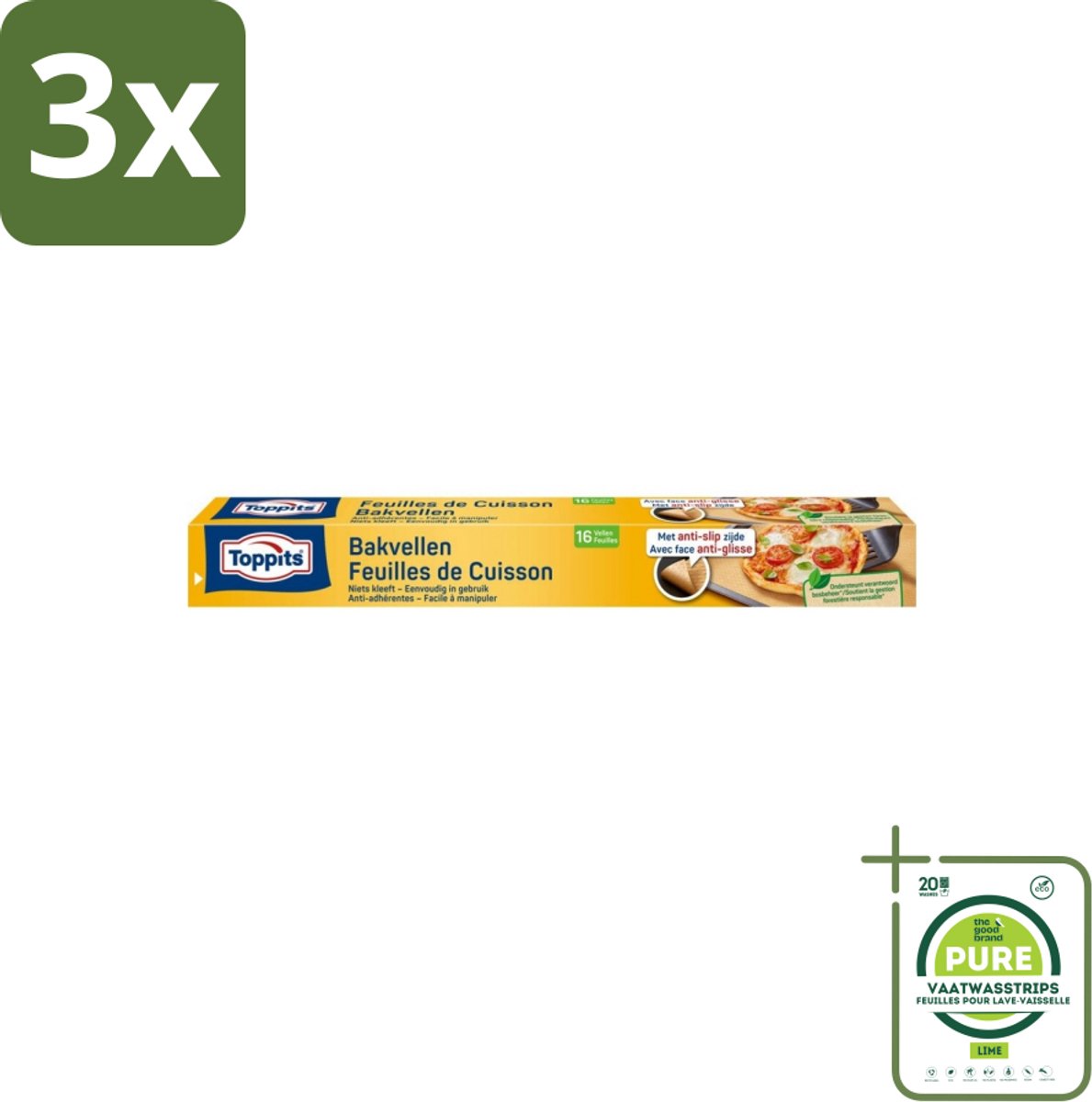 3 x Toppits – Bakpapiervellen – 16 vellen - Grootverpakking - Bakpapier - Bakpapier Met Antikleefbescherming - Bakpapier 3d - Bakpapier Voor Koekjes - Bakpapier Voor Pizza