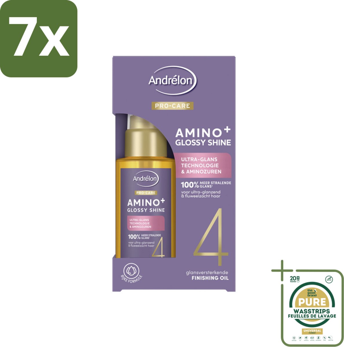 7 x Andrélon – Finishing Oil – Pro Care Amino+ Glossy Shine – 50 ml - Grootverpakking - Haartype - Haarverzorging - Finishing Oil - Glans - Pluiscontrole