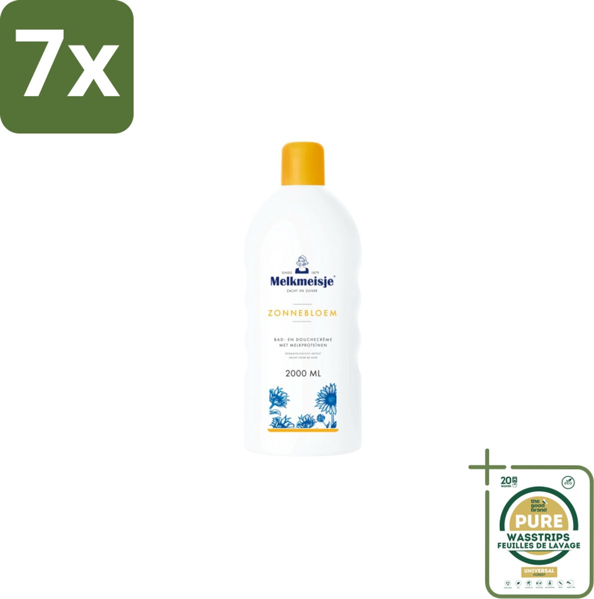 7 x Melkmeisje – Bad & Douchecrème – Zonnebloem – 2000 ml - Grootverpakking - Koffiezetapparaat