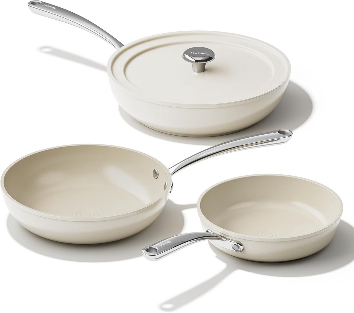 Keramische Koekenpannenset van 4 - 20/24/28 cm, Antiaanbaklaag, Vaatwasserbestendig, Voor Alle Fornuizen, Ovenbestendig
