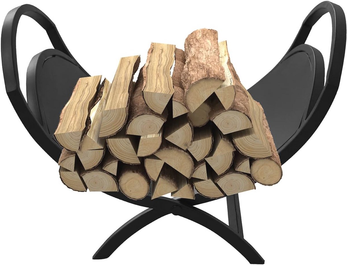 Decoratieve Zware Vouwbare Brandhoutrek voor Open Haard - 17 inch X-Vormig Houthouder