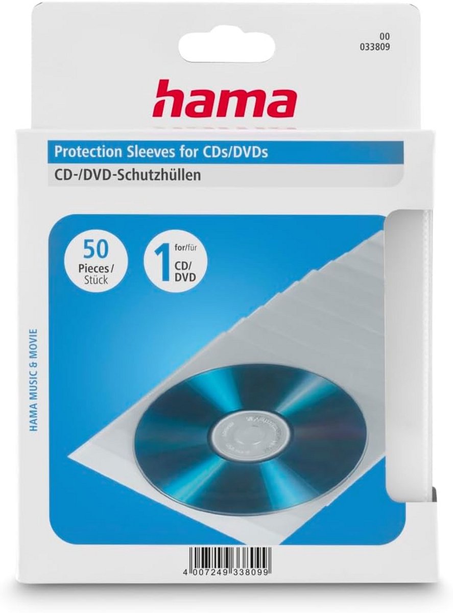 CD/DVD/Blu-ray beschermhoezen - Slim design, kunststof, 100 stuks, transparant