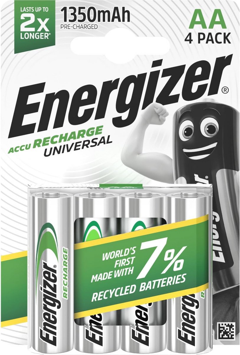 Energizer Batteries AA, rechargeable, 4 pieces, rechargeable, universal