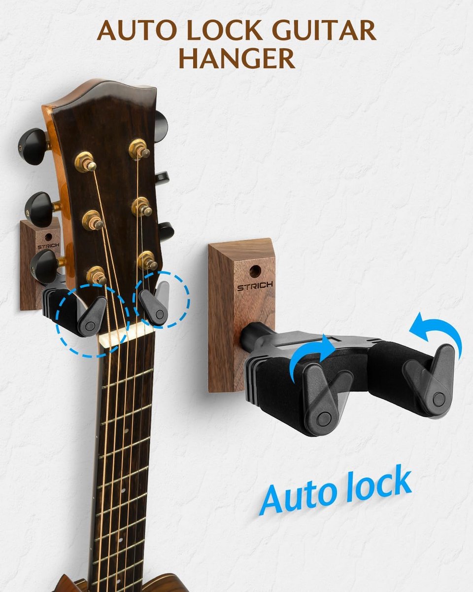 U-vormige gitaar muurbevestiging met auto lock - 2-pack