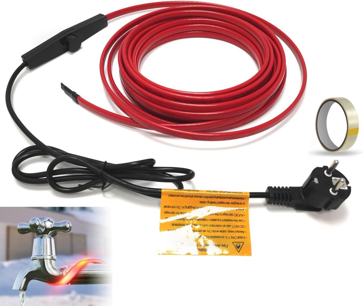 Zelfregulerende Vorstbescherming Verwarmingskabel 25W/M - 230V, IP65, 6 Meter met Thermost