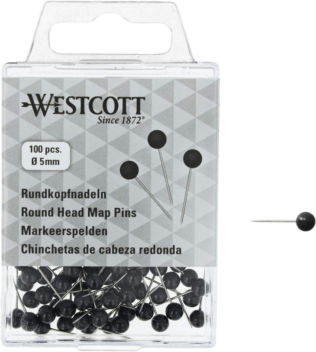 Ronde kopnaalden 100 stuks, 5 mm diameter, 16 mm lang, zwart