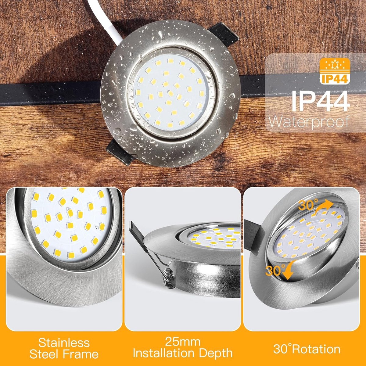 Dimbare LED Inbouwspot Zwart - 5W, 4000K, 600 Lumen - 10 Stuks