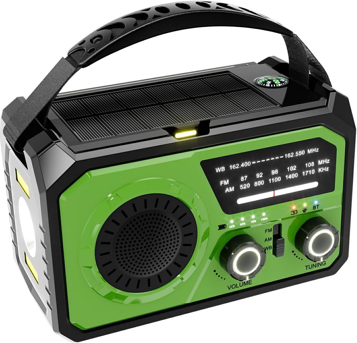 Noodradio AM/FM Weerradio met Powerbank 16000mAh, Zaklamp en Bluetooth Speaker