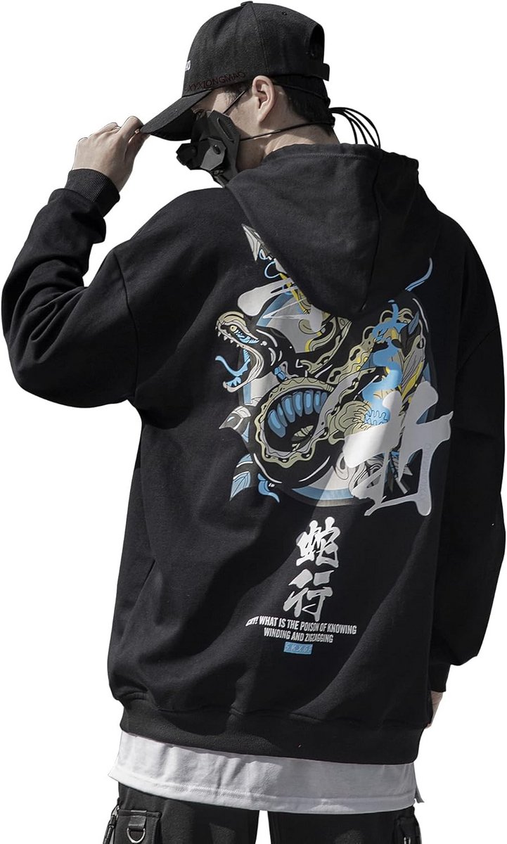Oversized Grafische Hoodie met Japanse Streetwear Print