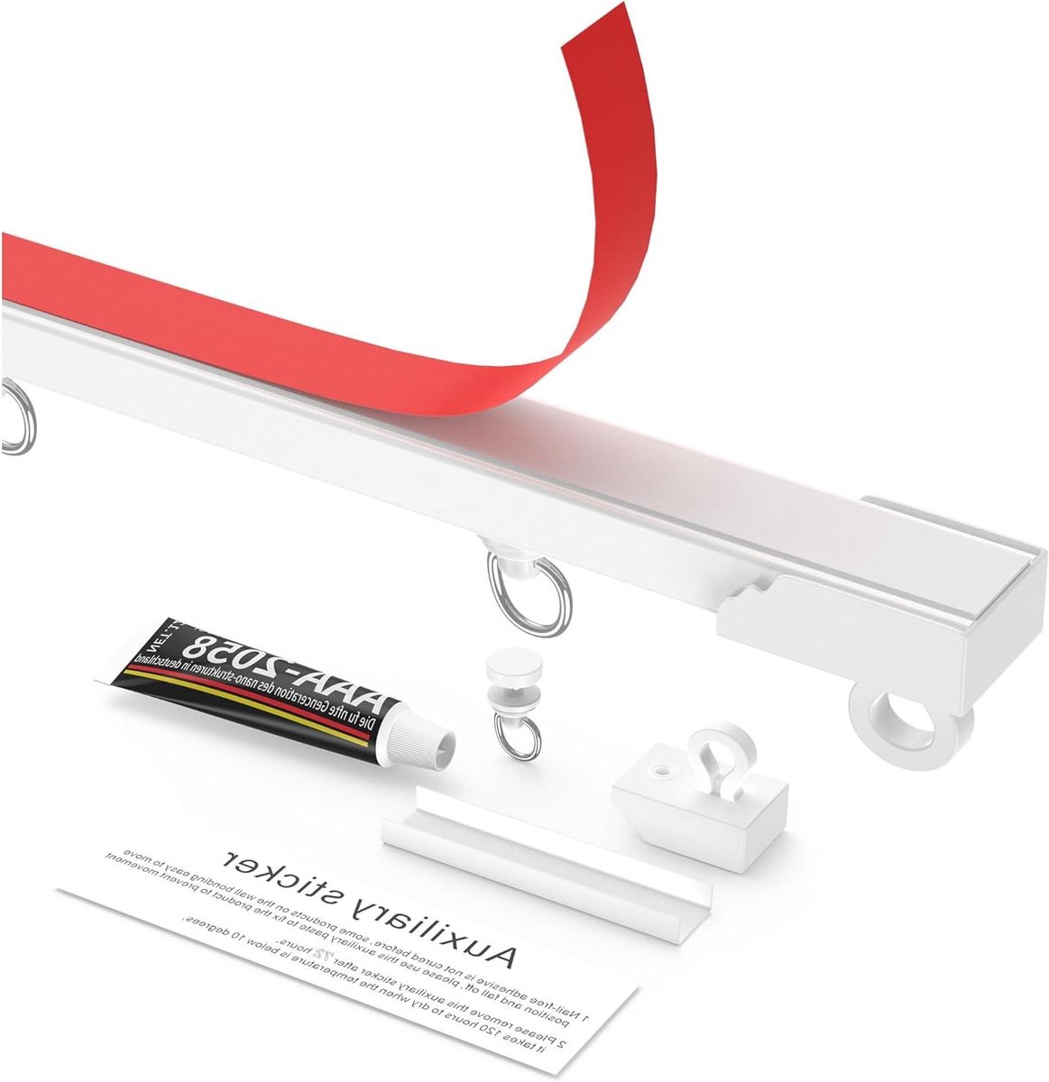 Allecta - Zelfklevende gordijnrail voor plafond- of wandmontage 240cm - eenvoudig te installeren, gordijnroede zonder boren