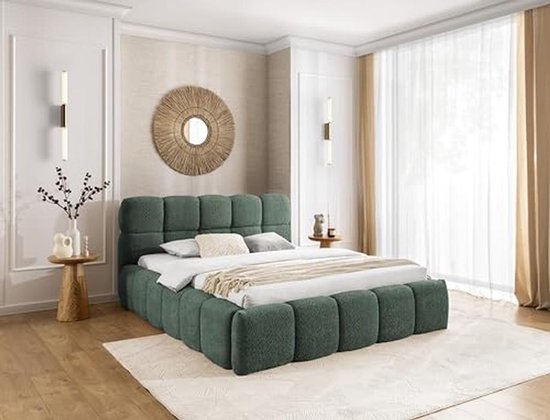 Gestoffeerd bed Giulia met houten poten