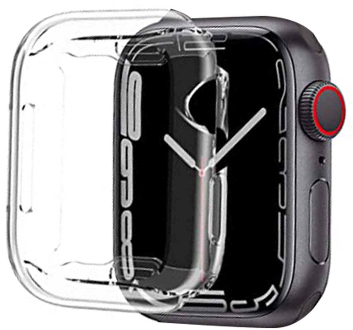 iMoshion Screen Protector Geschikt voor Apple Watch Series 7 / 8 / 9 - 41 mm - iMoshion Full Cover Soft Case / Hoesje - Transparant