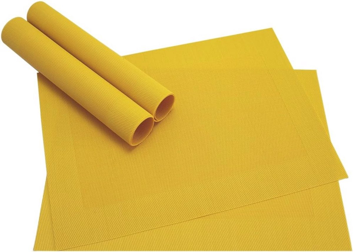 Set van 4 Elegante Crèmewitte Placemats - Geweven Kunststof en Wasbaar - 45x30 cm