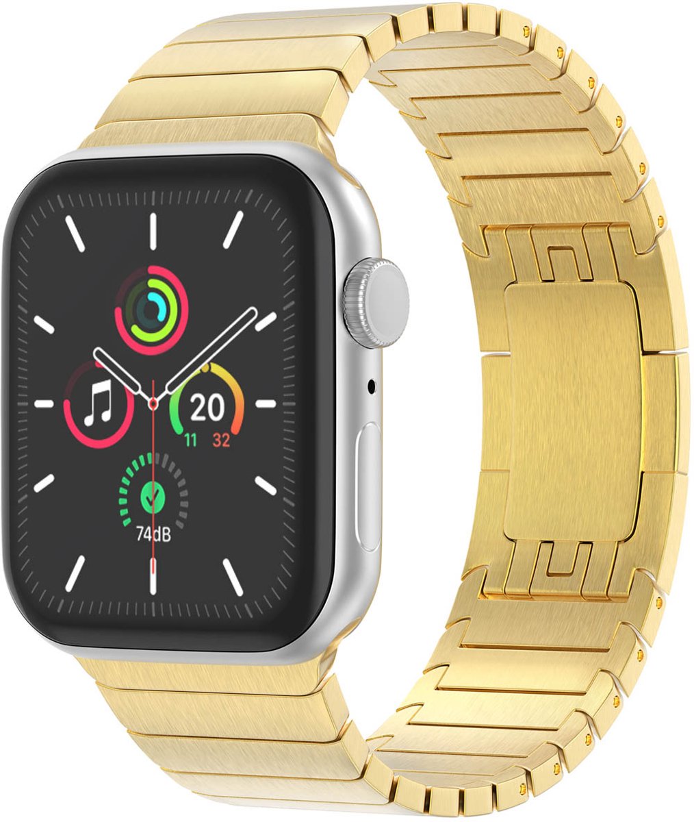 Selencia Stalen schakelband geschikt geschikt voor Apple Watch Series 1 / 2 / 3 / 4 / 5 / 6 / 7 / 8 / 9 / SE / Ultra (2) - 42 / 44 / 45 / 49 mm - Goud